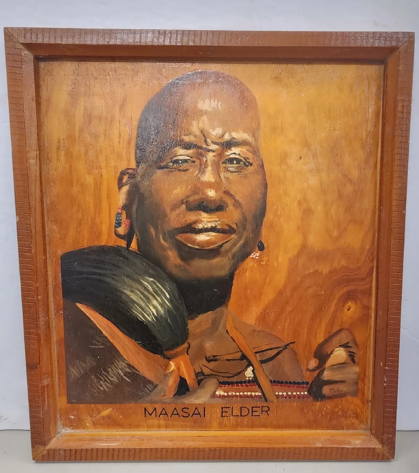 MAASAI ELDER Painted On Board ALUKO ? Provenance IPIA Professor David Sammons