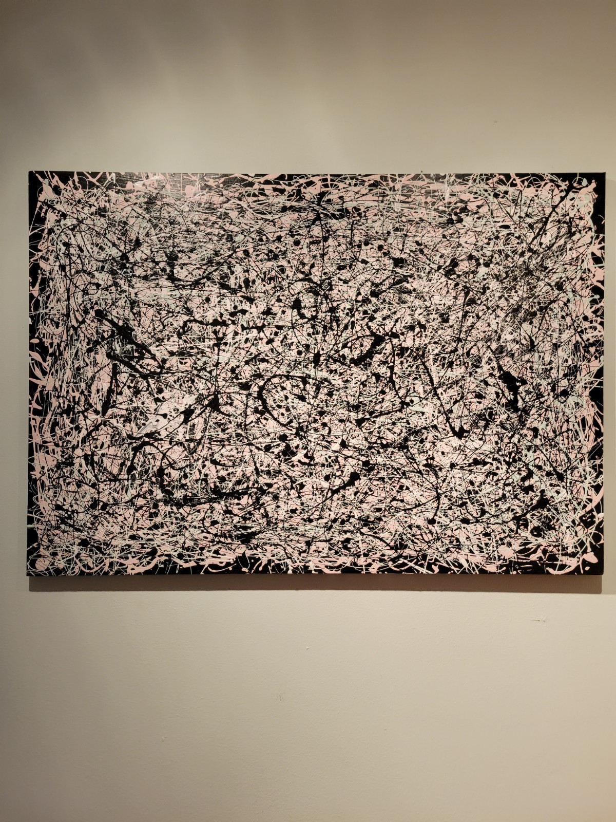 Original Abstract Action Painting 40″ X 28″ Singed – Read Full Discription.