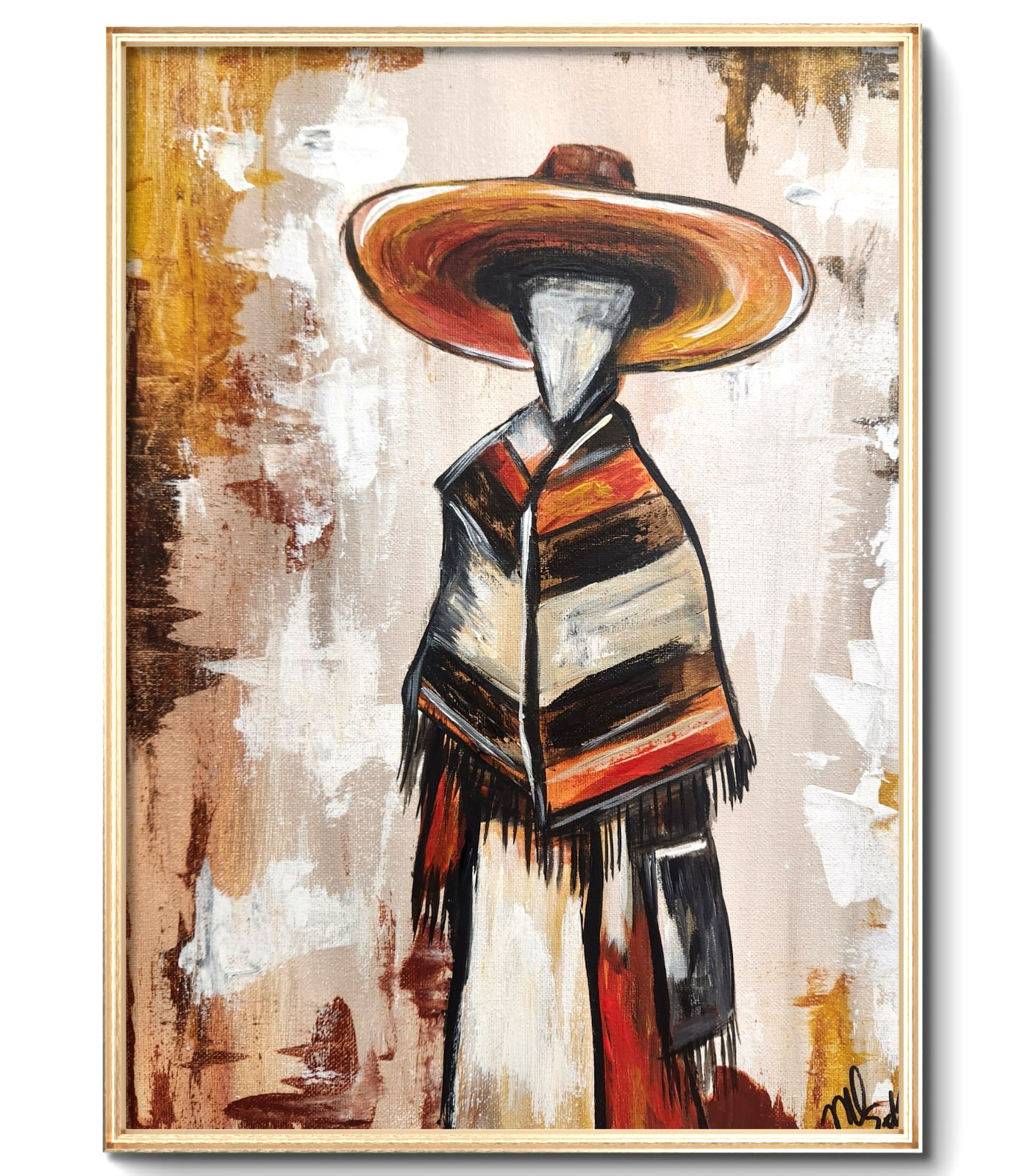 Western Figure Painting 12×16 Original Southwest Wall Art by M Isaksen