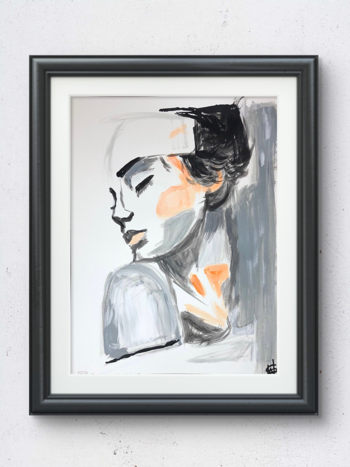 Fashion girl pose expressionist modern art painting 14X11 Gallery Paper original