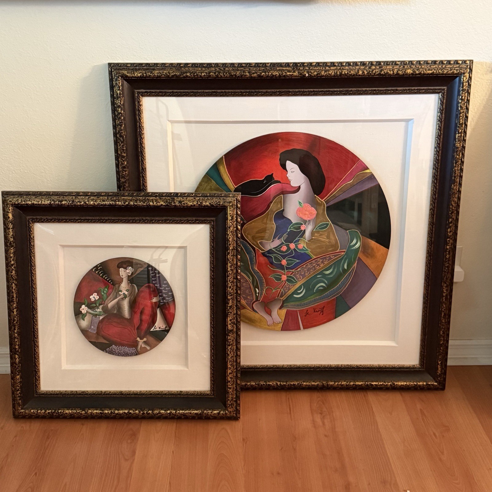 Linda Le Kinff Pair Elisabeth & Le Temps des Cerises Framed Set w/ Park West COA