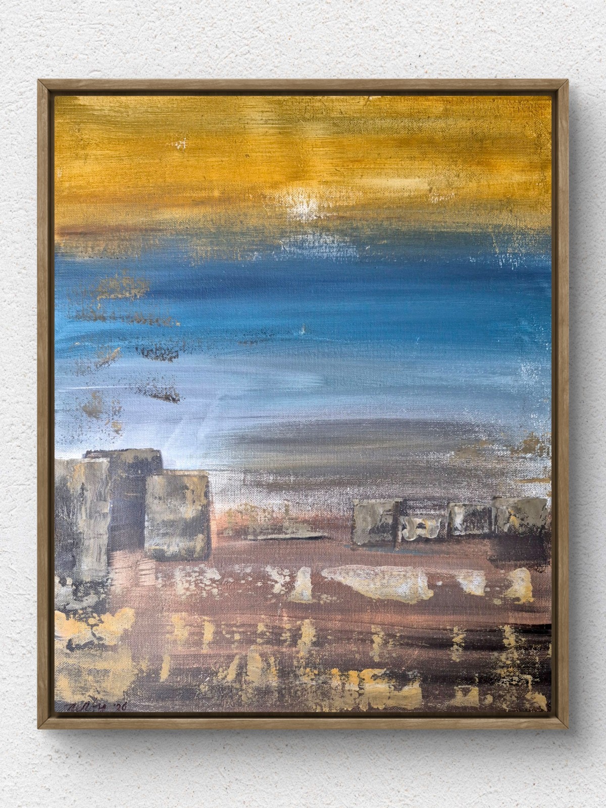 Original Contemporary 16×20 Abstract Landscape Acrylic Canvas Painting Earth C13