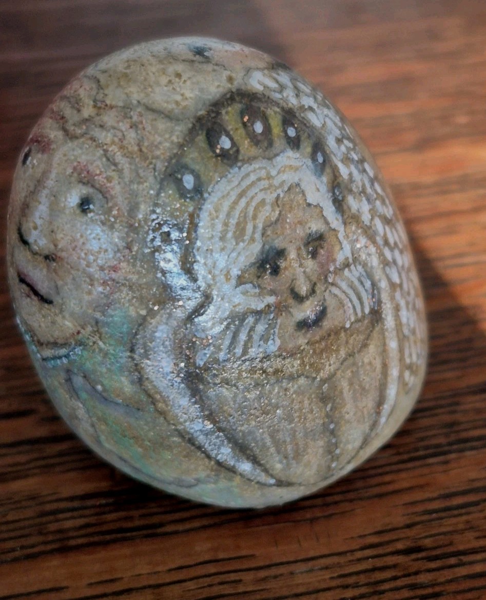Hand Painted Rock Angels ~ Throne Angel ~ Religious Folk Art
