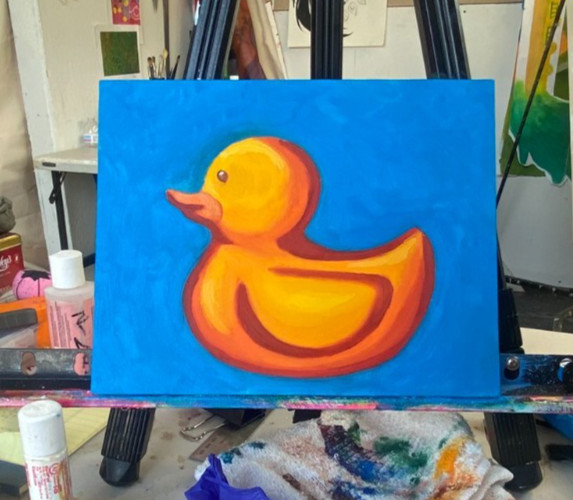 Original Oil Painting, Rubber Duck Still Life, 8 x 10 in.