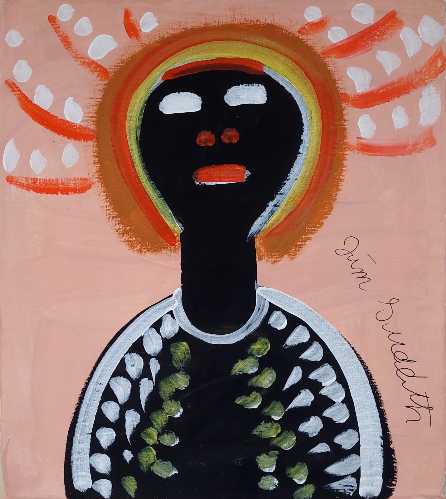 Jimmy Lee Sudduth Signed Outsider Painting on Canvas African American Folk Art