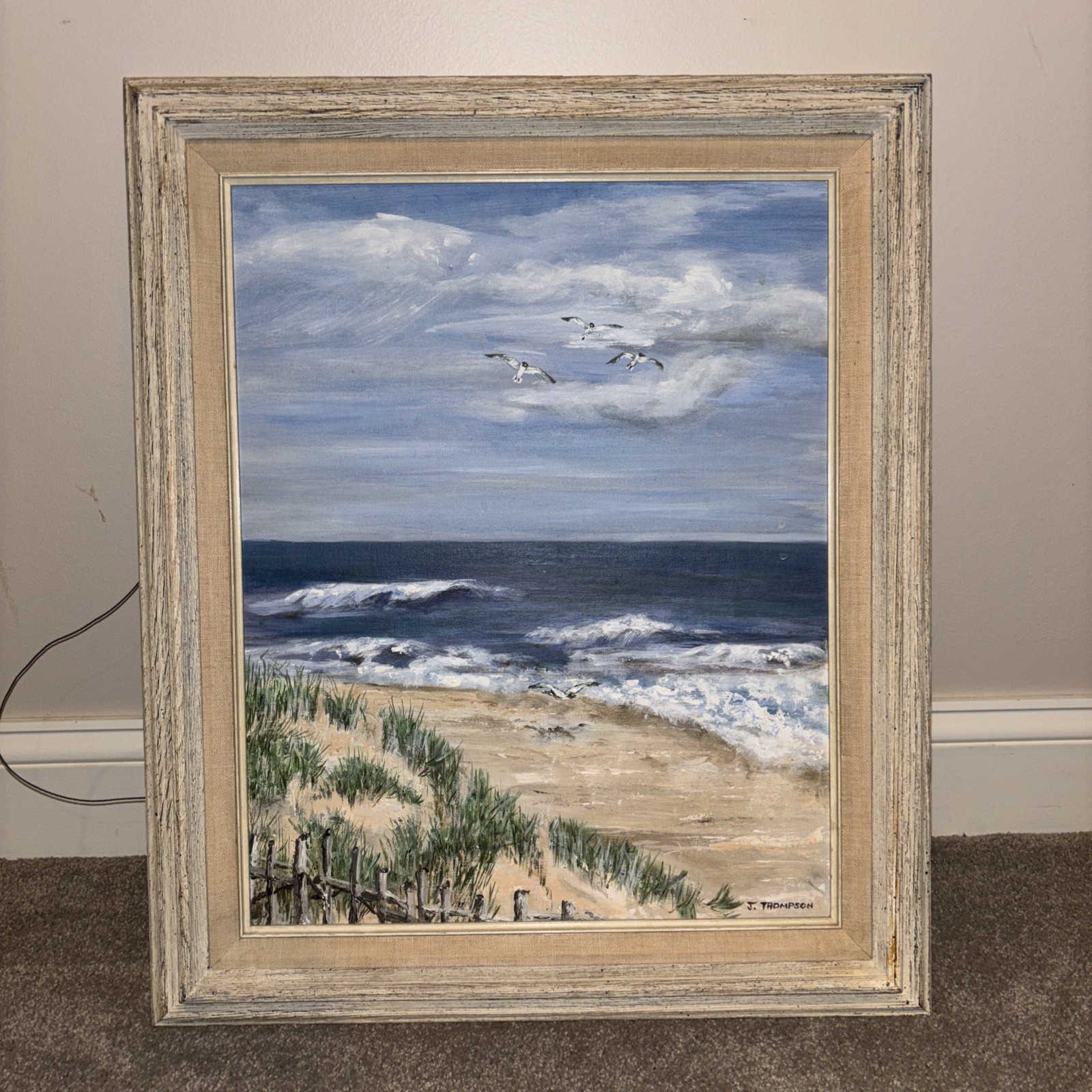 Signed Oil Painting Original Landscape/Seascape, Framed Oil Painting J Thompson