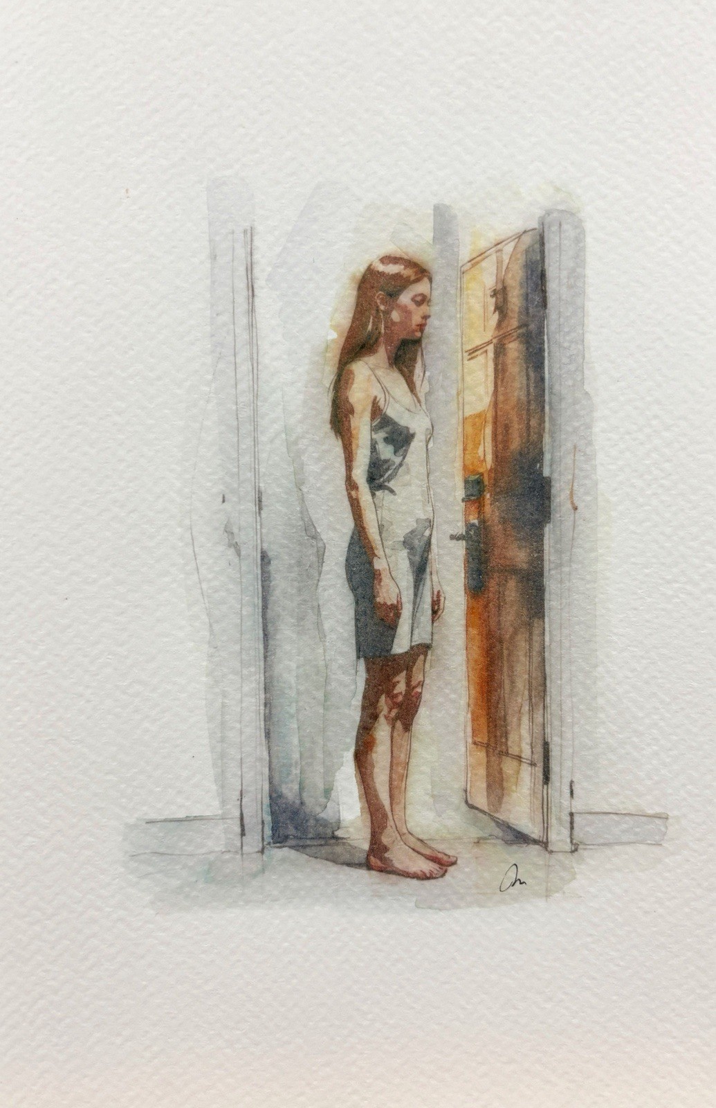 Original Watercolor Painting Female Portrait Book Page Size (5.5 × 8.5 inches)