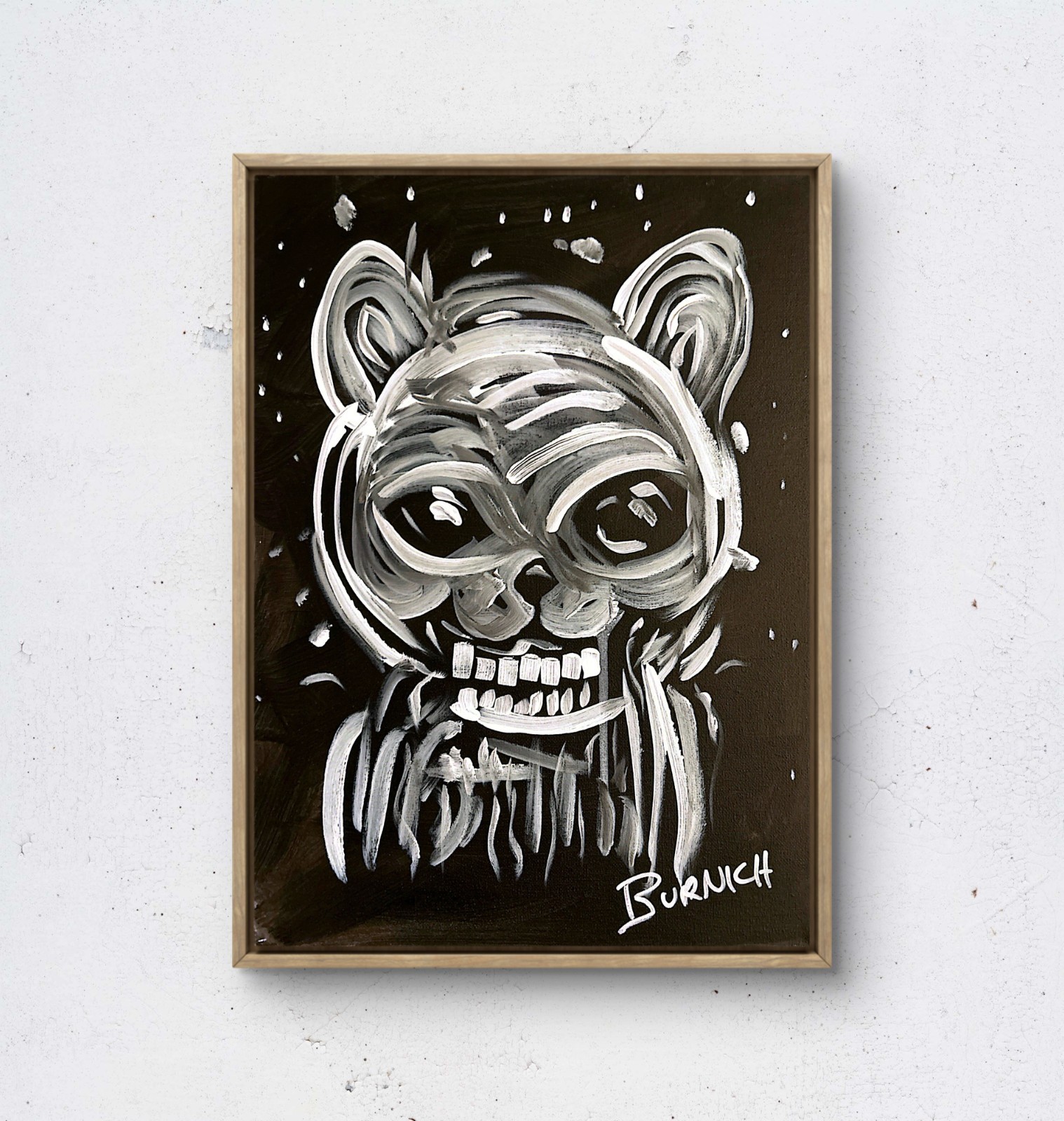 Original Animal Skull Art 12×16 Canvas Abstract Pop Painting Modern Design