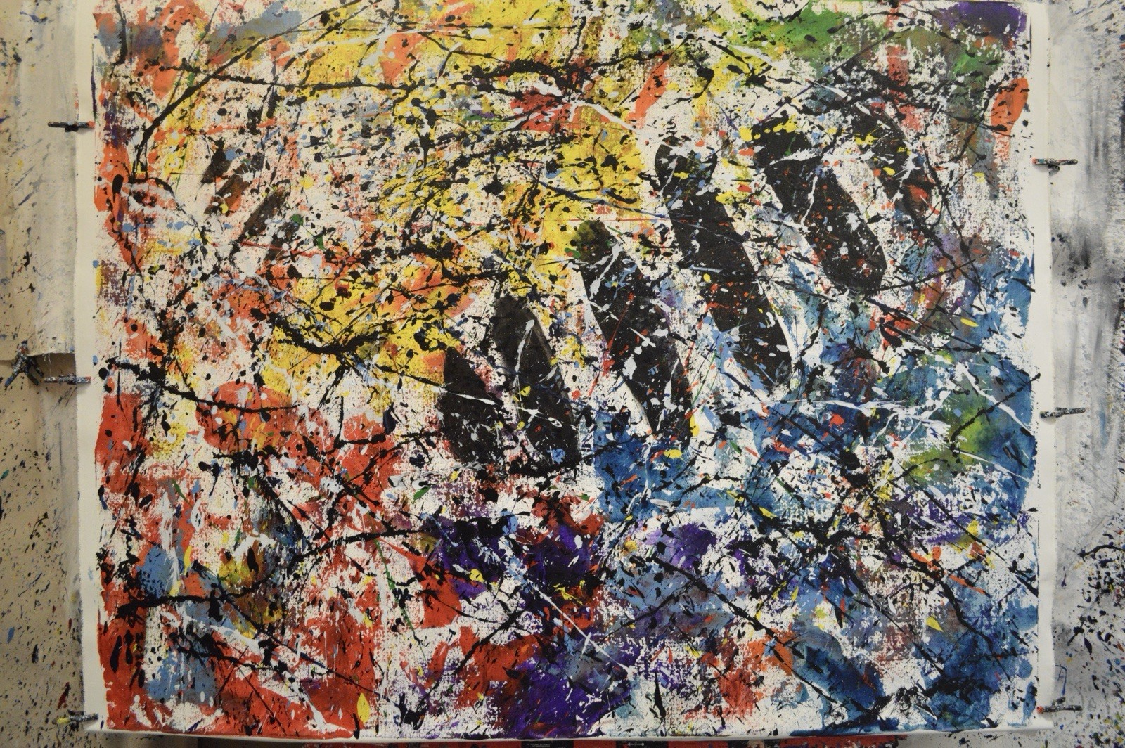 Jackson Pollock Style Giant Canvas Painting 81”X62” (6 Foot 9 inch) Abstract XXL