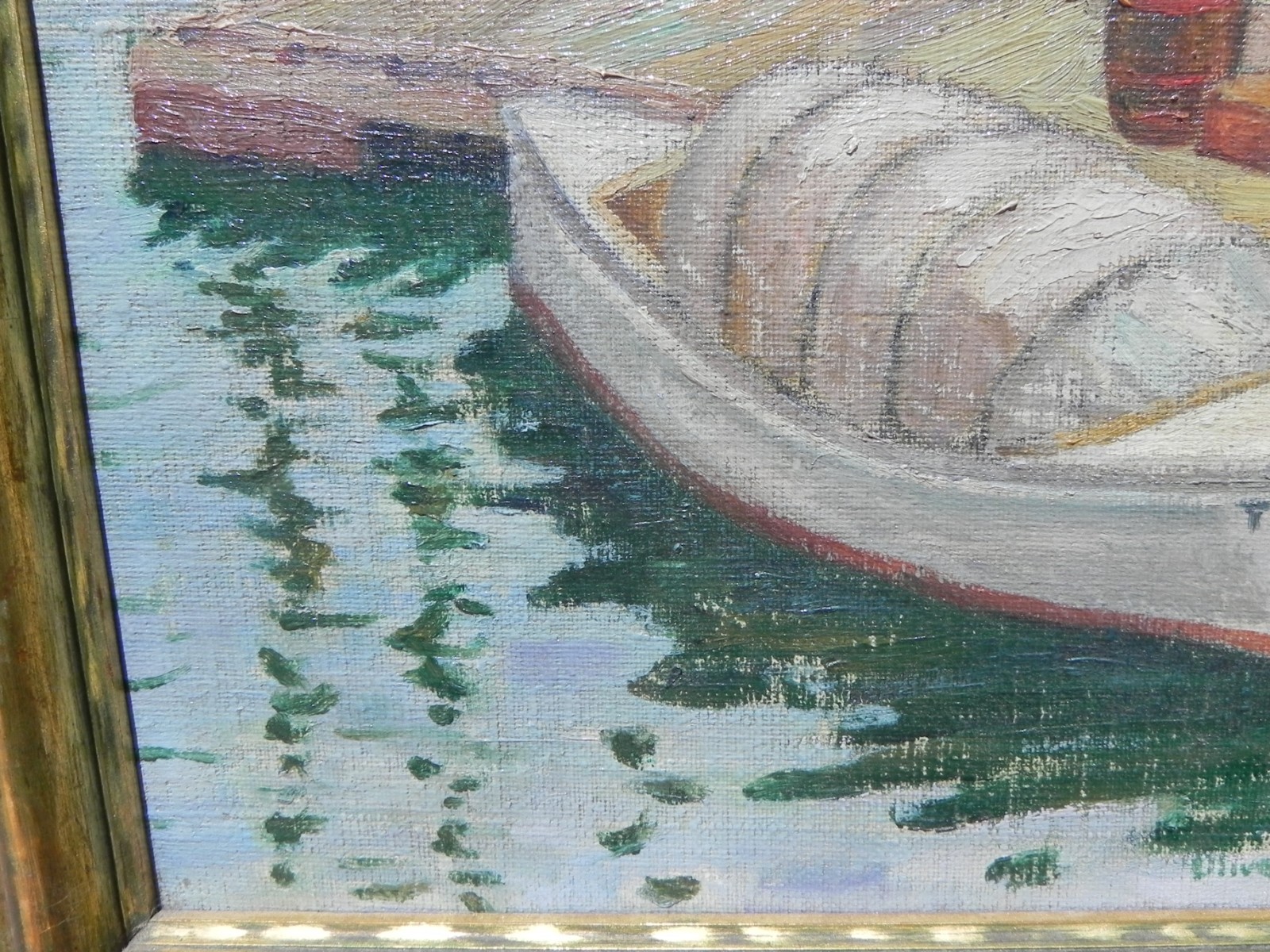 American impressionist art ca1930 wharf painting Olive Sprogle Herne 1893-1971