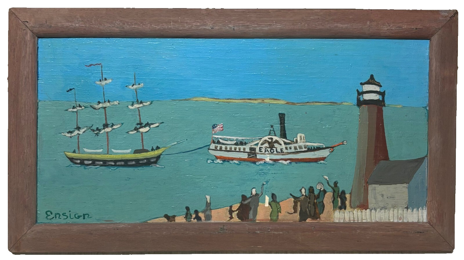 Elizabeth BETTY Yates ENSIGN Great Point LIGHTHOUSE NANTUCKET Folk Art PAINTING
