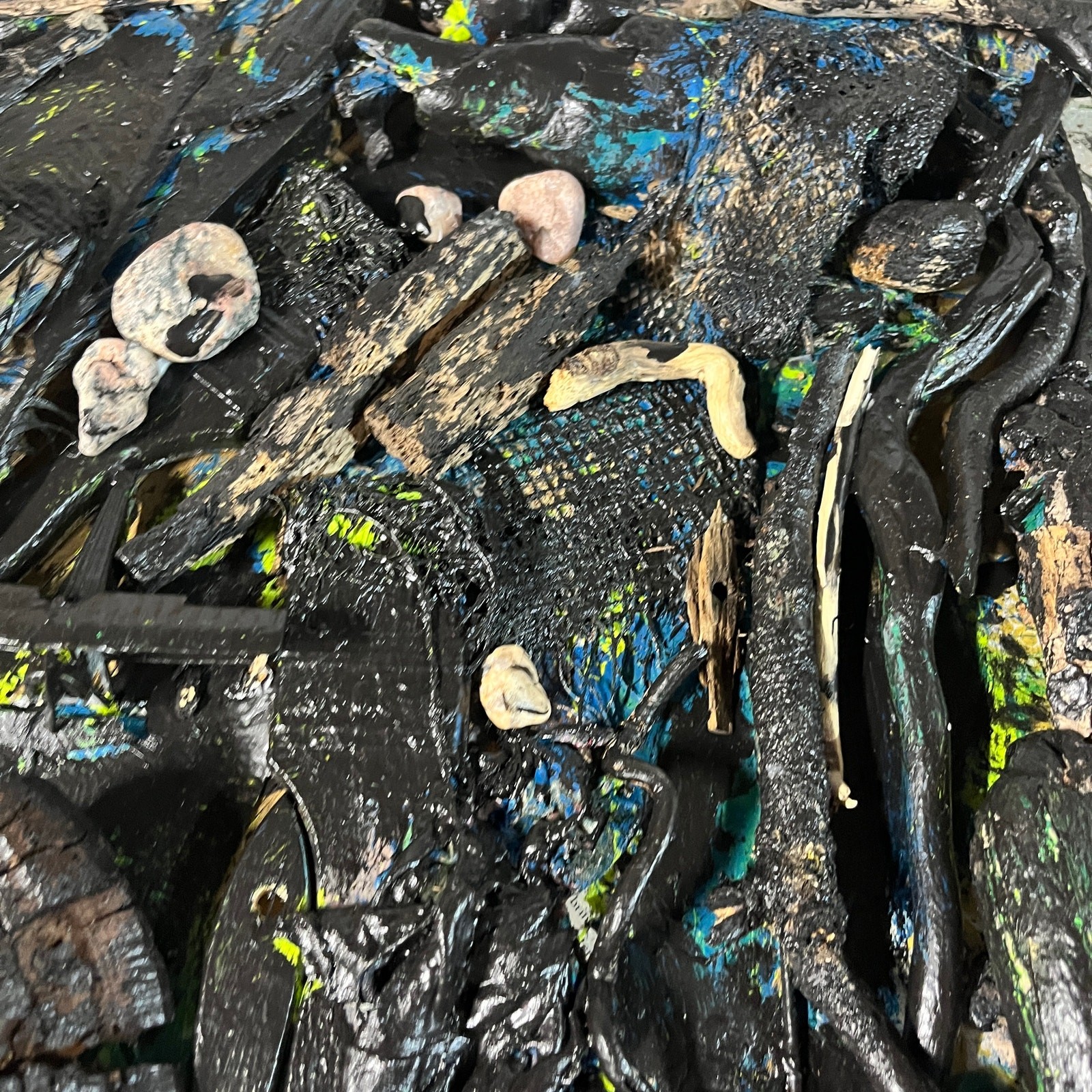 Original Abstract Assemblage Found Object Driftwood Art 22×23 “Subsidiary”