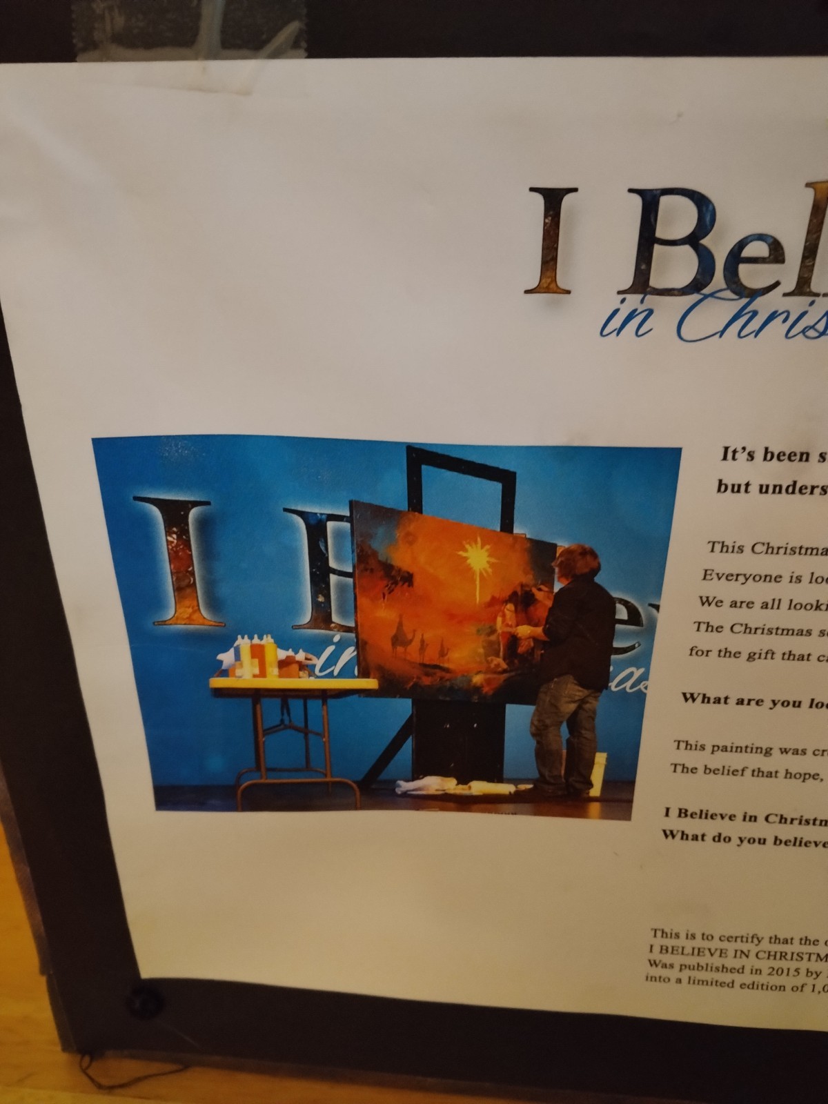 Robert A. Tino Canvas Painting Wall Art “I Believe In Christmas” 287/1000 2015