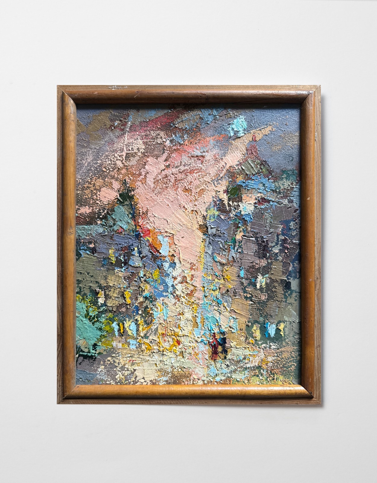 Oil painting Evening Ukrainian painter canvas Framed original Cityscape decor