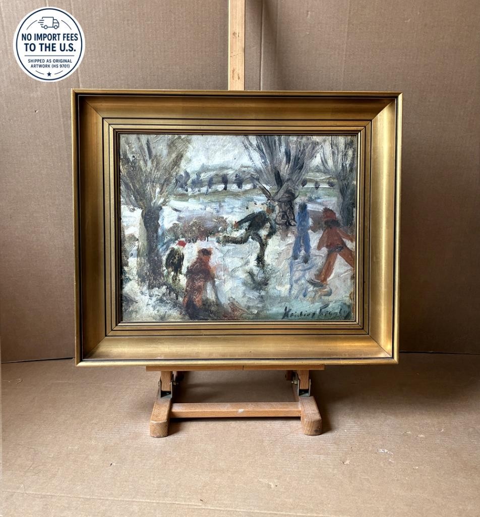 Kristian Frandsen ( 1902) The Ice Skaters. Copenhagen,1940s. Double-Sided .COA