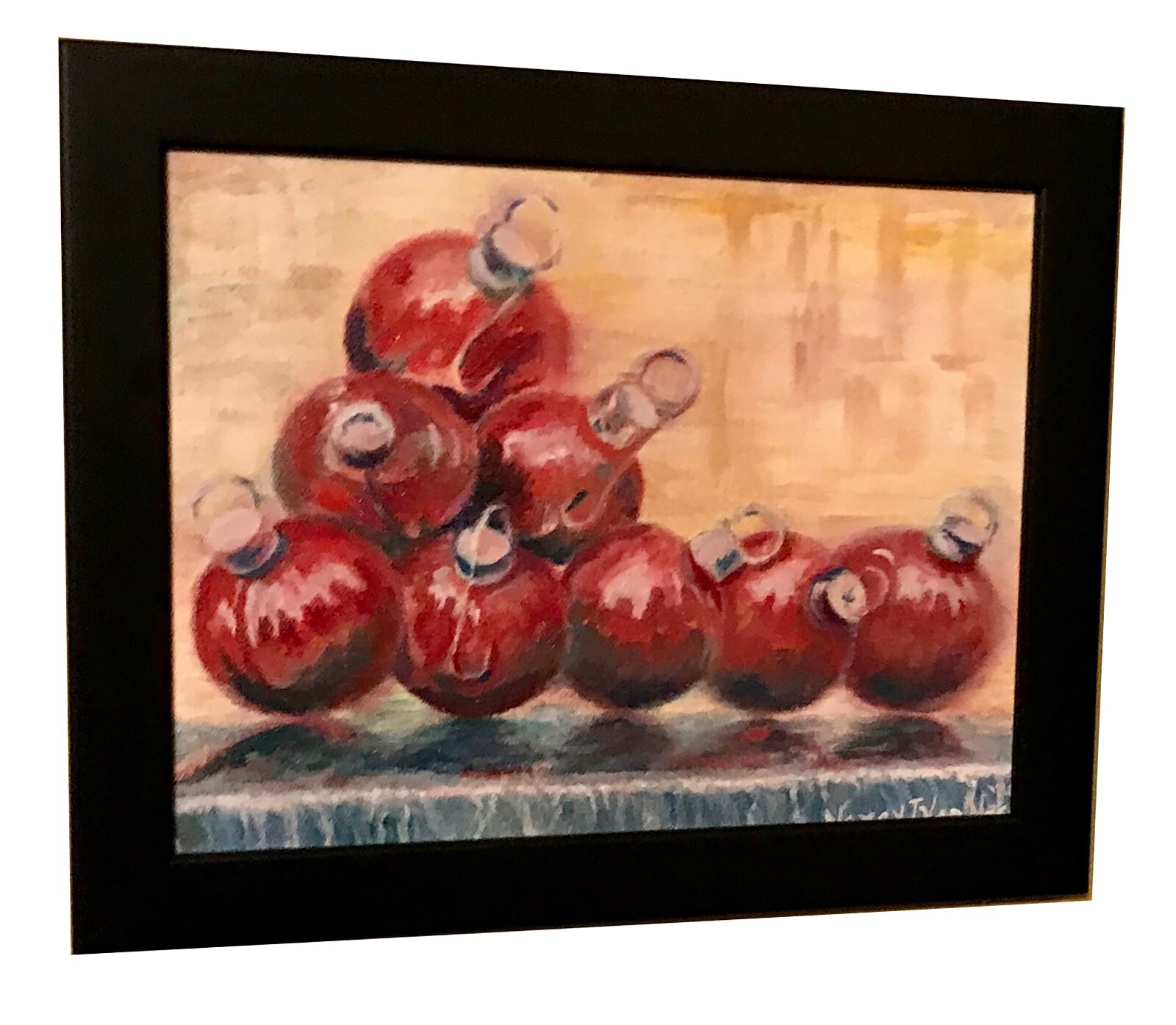 Red, Original Oil Painting, Framed Art, by Van Ness