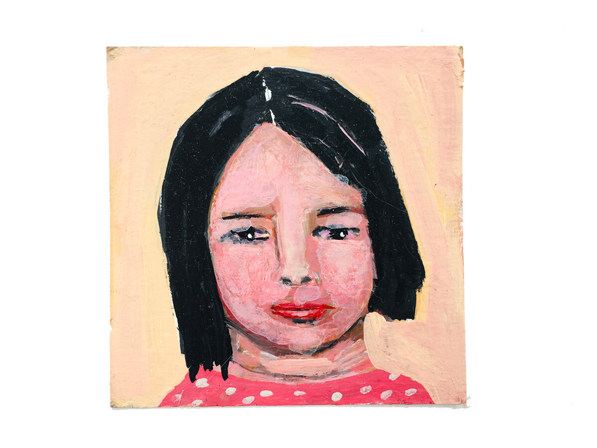Miniature Acrylic Unique Woman Portrait Painting Original 4×4 Art Miz Katie