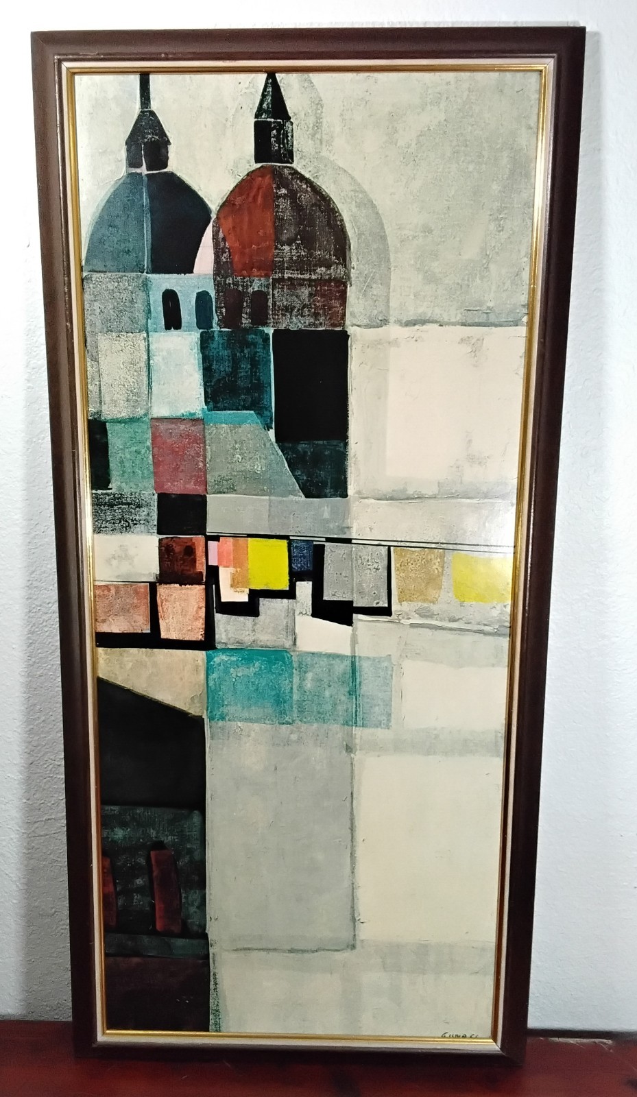 MCM textured art print “Rooftops of Rome” by Giancarlo Isola 1960’s