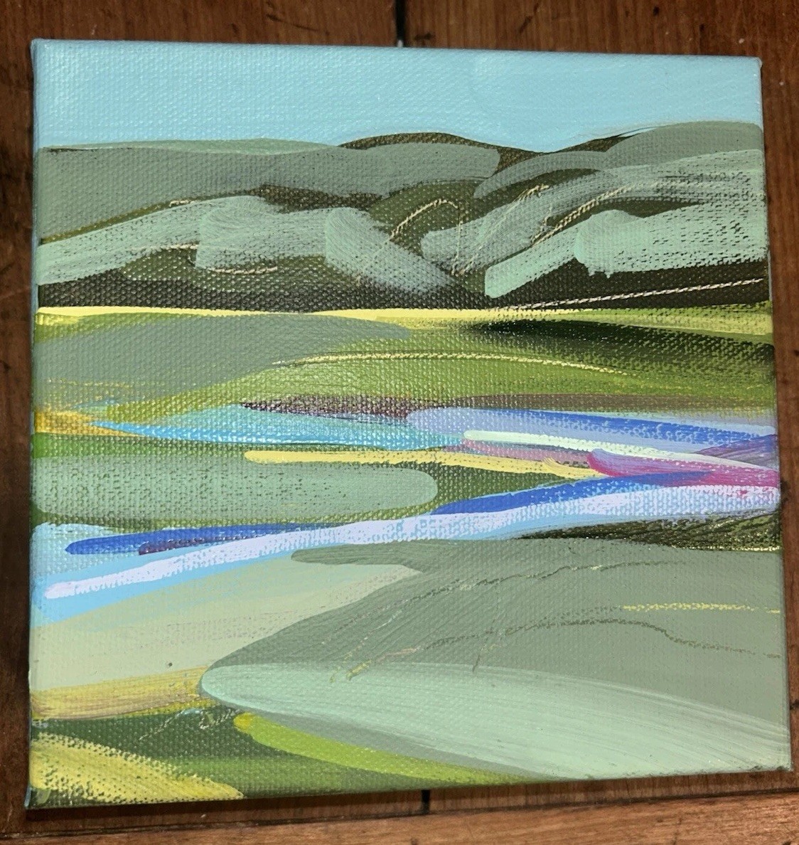 Original ‘20 MARSH AT PAWLEYS signed EM 6”Sq Canvas SC Landscape