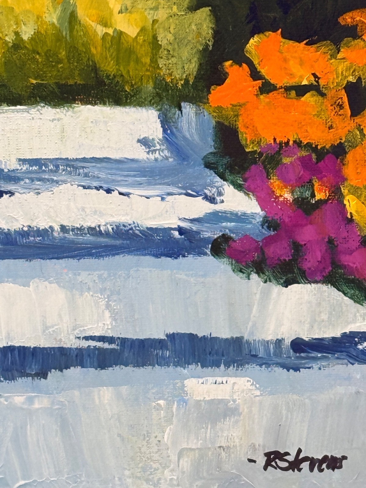Original Garden 11×14 Impressionist Acrylic Painting Wall Decor R Stevens Canvas