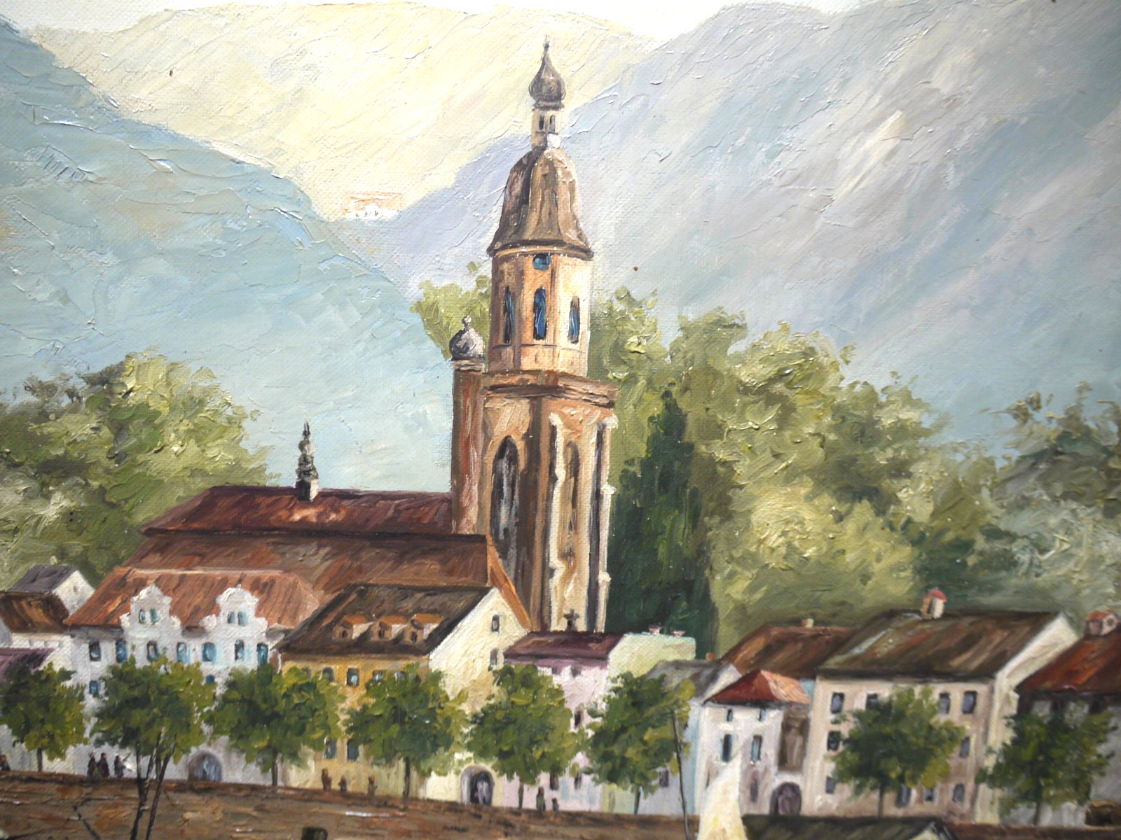1960 German Landscape Heidelberg Bridge CASTLE Oil PAINTING Signed Kretschmar ?