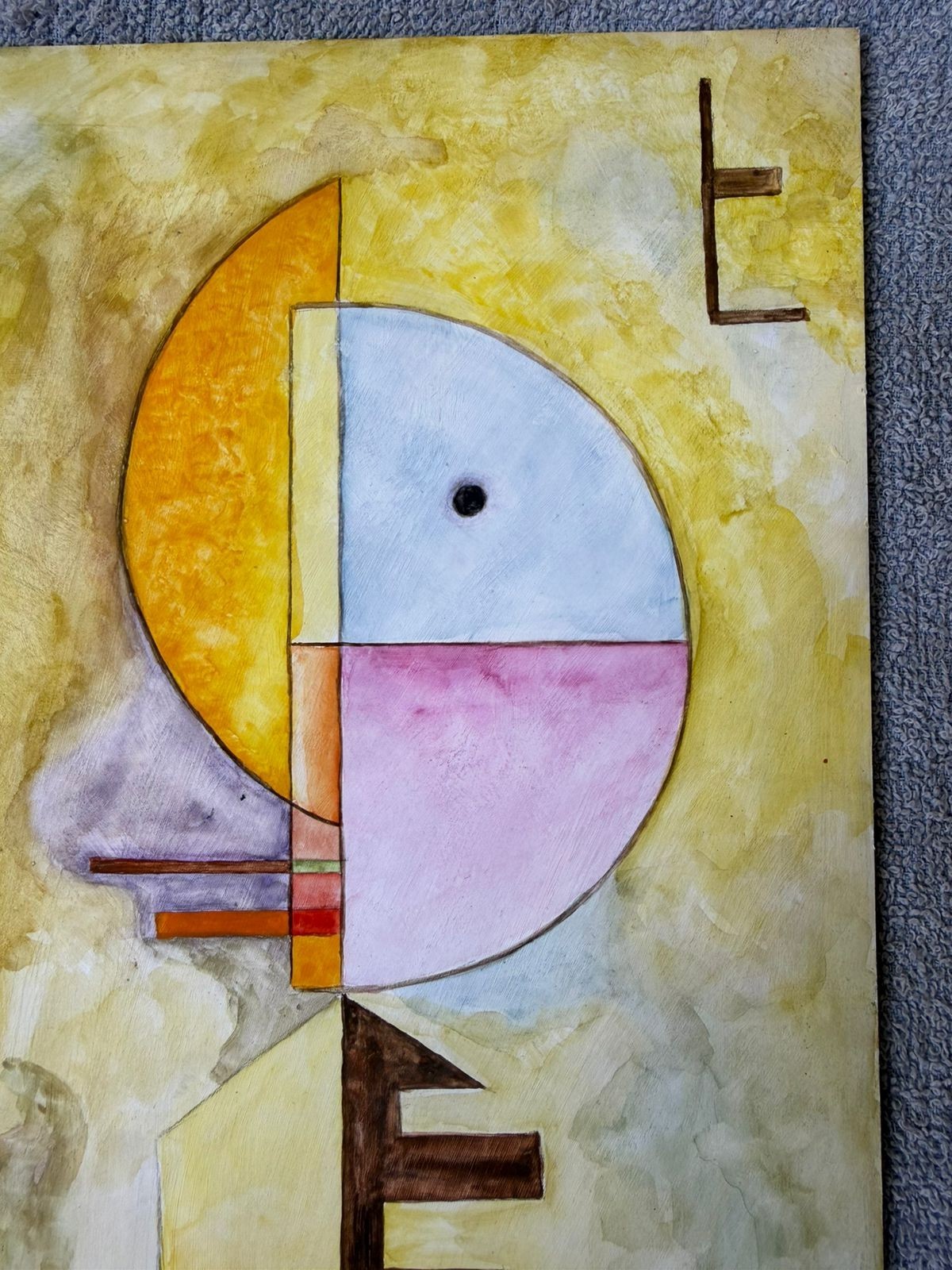 wassily kandinsky , framed oil painting on wood, sealed and signed.