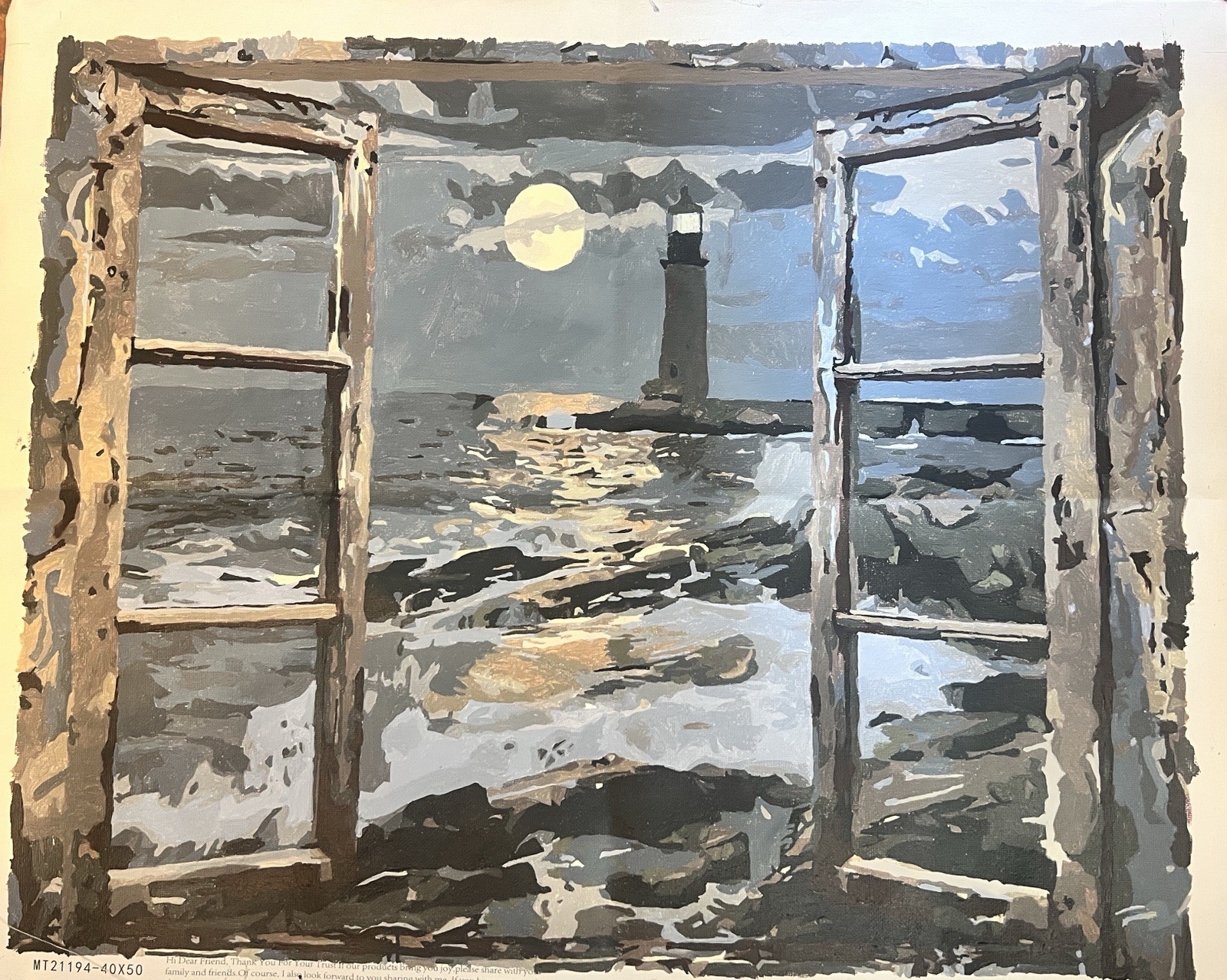 Lighthouse On The Coast PBN Painting By Brittony Martin