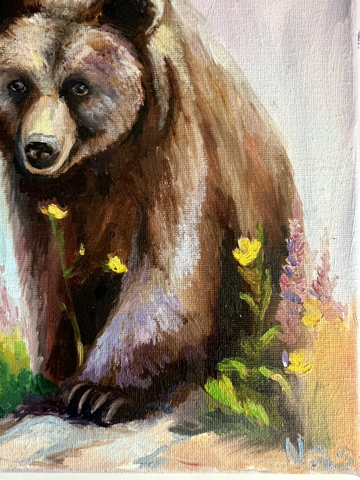 Bear Portrait, 8×10 inches, Original painting oil, Wall Art Decor, Birthday Gift