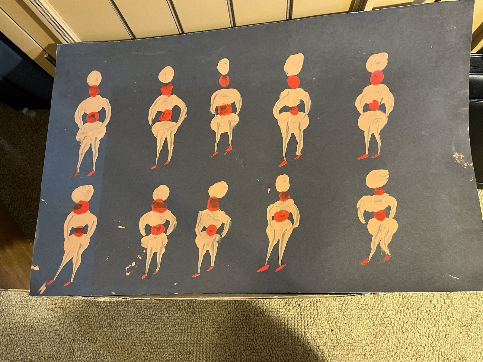 Jimmy Sudduth Folk Art Painting”Dancing Ladies” 22X14.5
