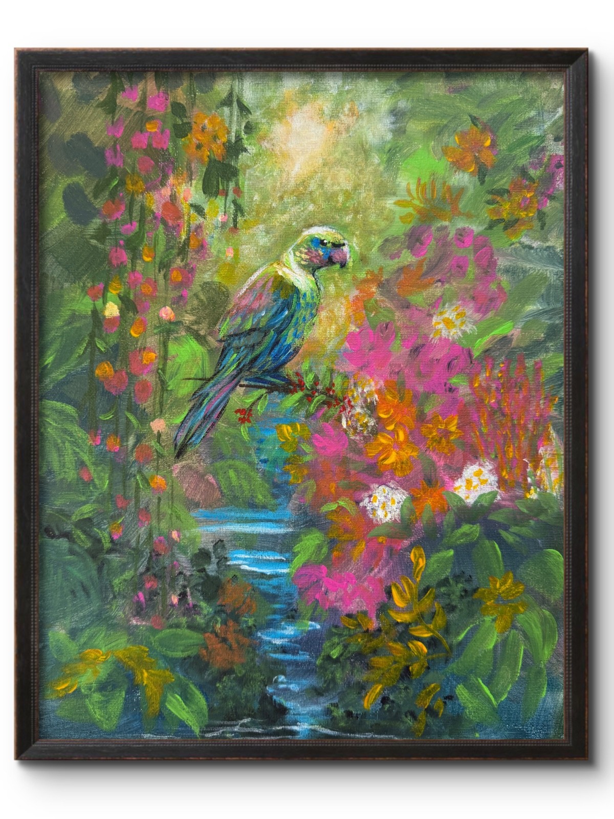 TROPICAL PARROT 14X11 ABSTRACT ORIGINAL ART MODERN HOME
