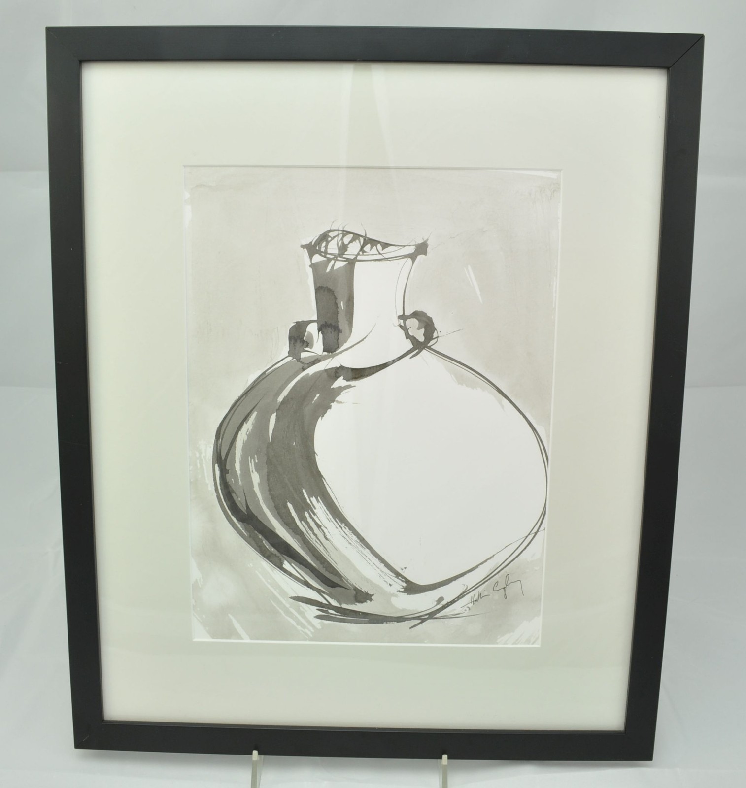 Original Hollis Engley Watercolor Brush Study for Pot Making