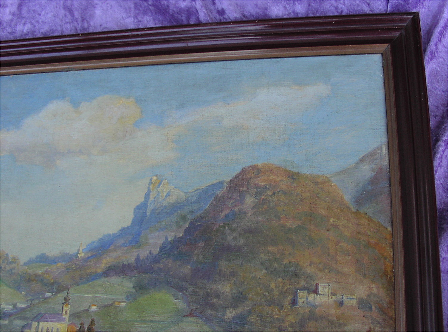 Vintage 1916 Painting Gnigl Salzburg Austria Austria Nockenstein Neuhaus