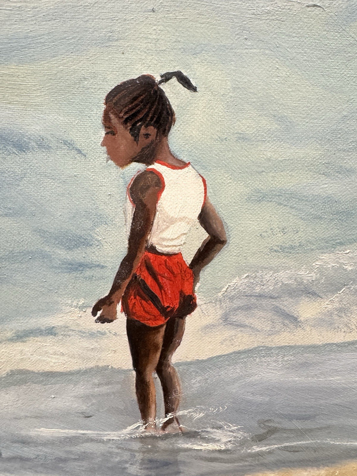 ART BLACK AMERICANA ORIGINAL OIL ROCK MILLER IMPRESSIONIST BEACH SUPERB