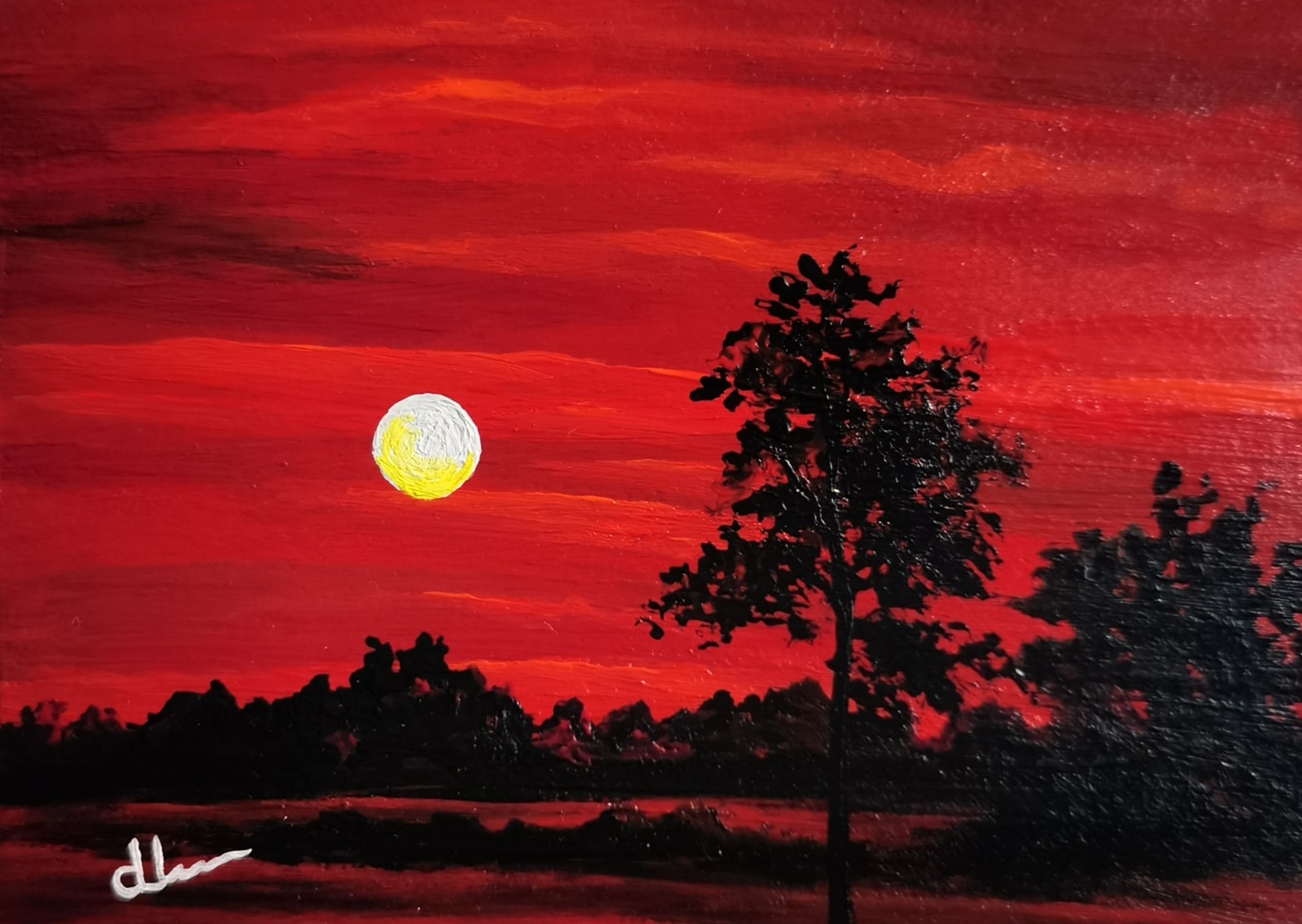 “Dream Sunset” ACEO Original Hand Painting Vintage Landscape Art Signed ATC