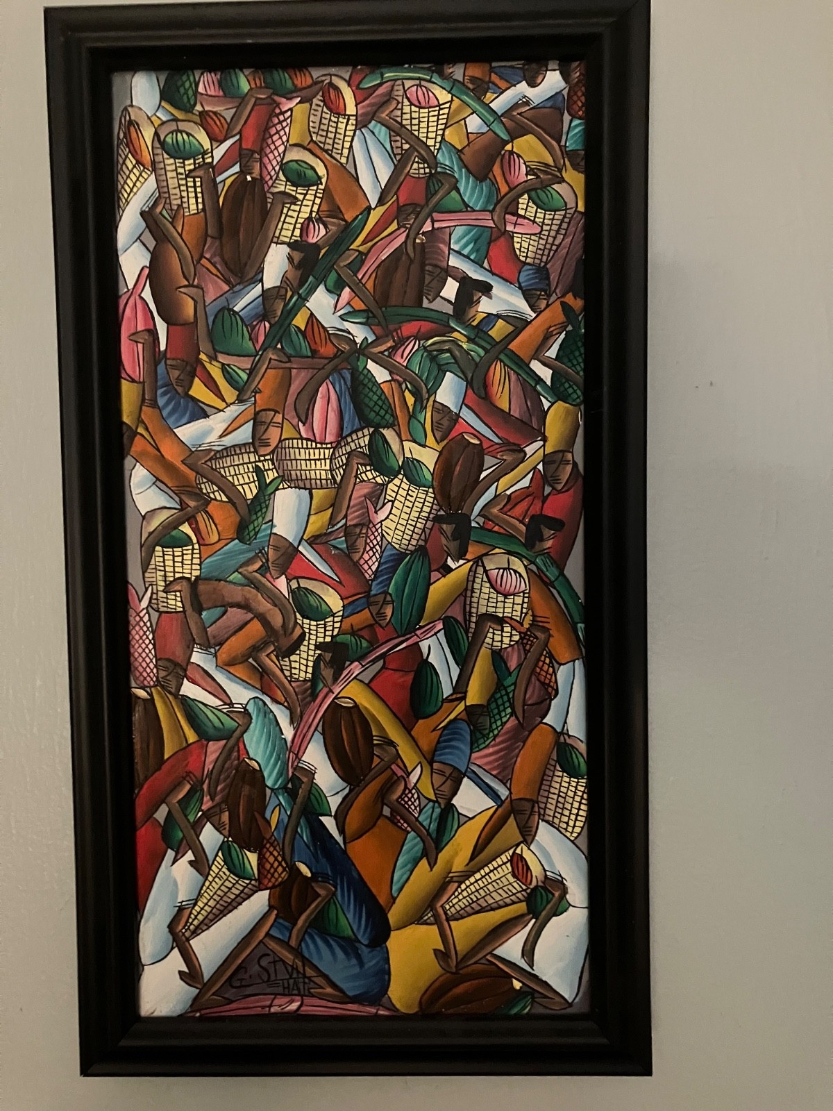 Haitian Art – Abstract 10” x 16” great condition. Framed but no glass.