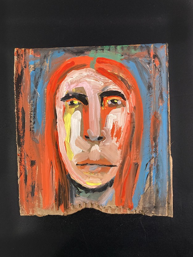 Original Portrait Painting Naive Primitive Expressive Woman Wall Art Miz Katie
