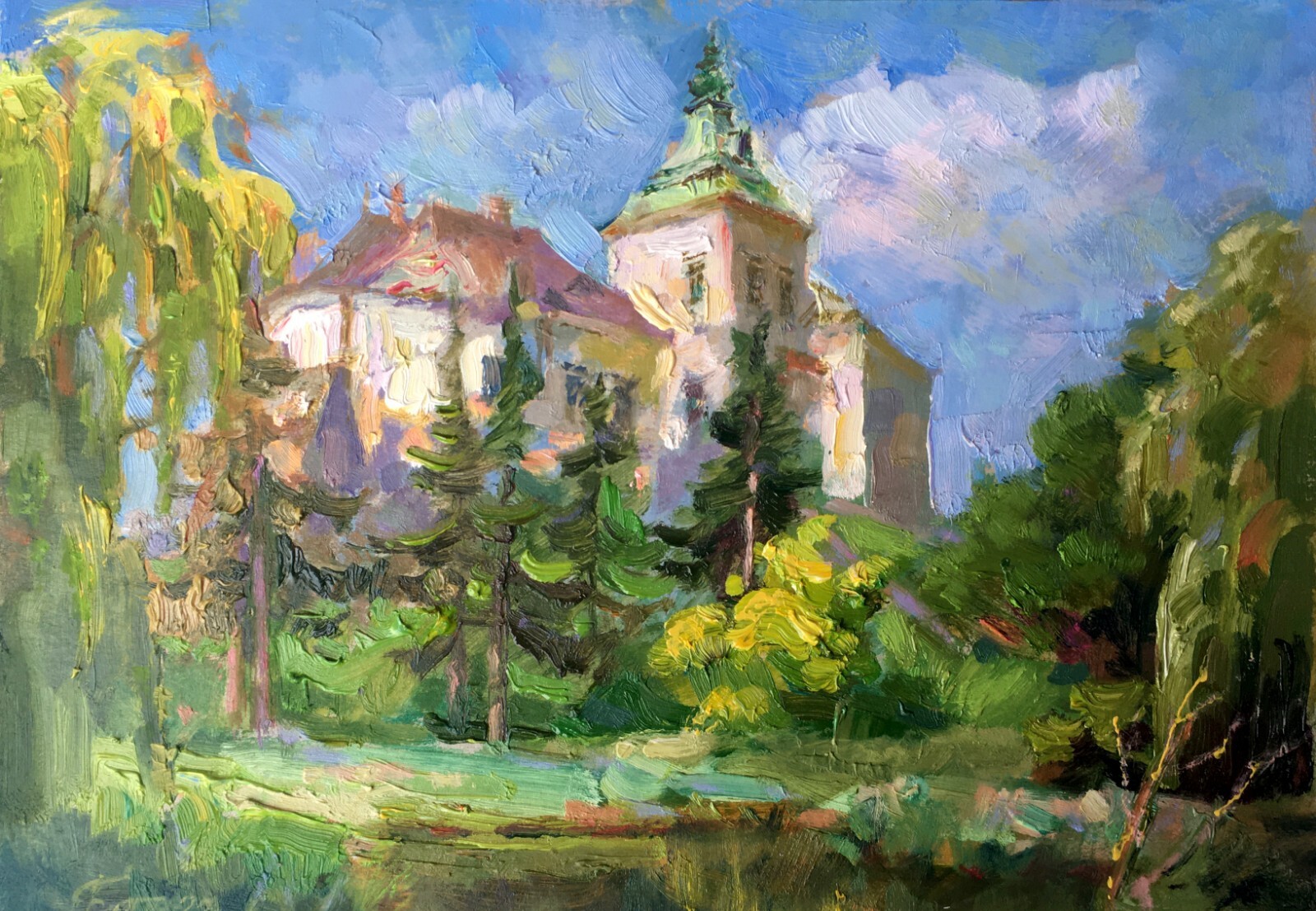 Oil Painting Olesko Castle Batrakov V. Unframed Original Decor Art nAAA2372