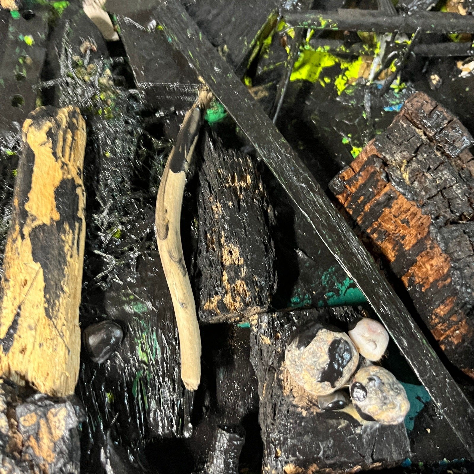 Original Abstract Assemblage Found Object Driftwood Art 22×23 “Subsidiary”
