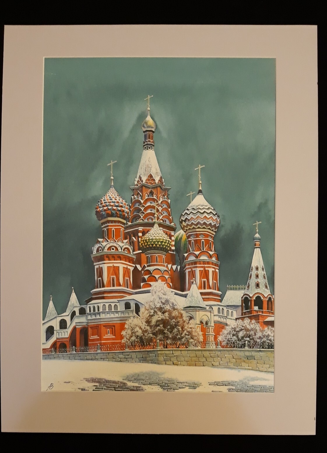 Russian PAINTING. Signed VADIM ANIKIN. ST. BASIL’S CATHEDRAL. WINTER.2018