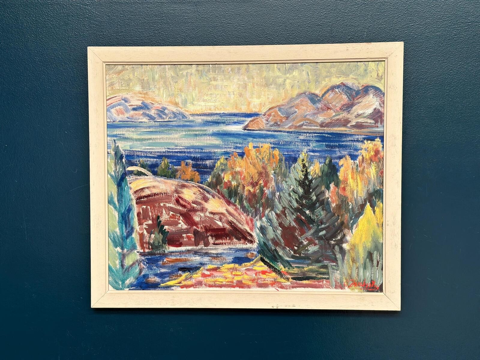 Swedish Oil on Canvas – “Landscape” by Arvid Herbert –Vintage– 75 × 65 cm