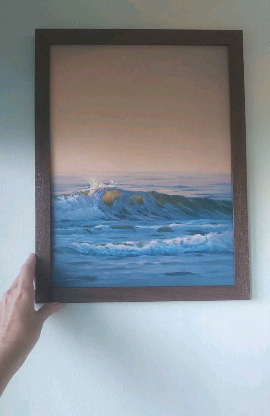 Original Seascape Painting Ocean Sunrise Sunset Florida Coast 12×16″