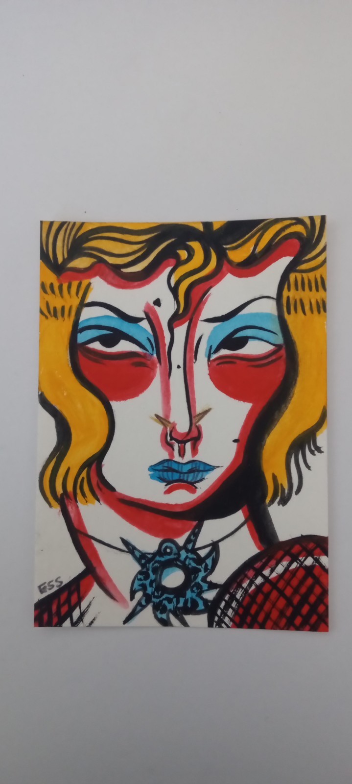Vivid ACEO Figurative Art Card, Girl Art By ESS22, 3.5 x 2.5 in., Unframed