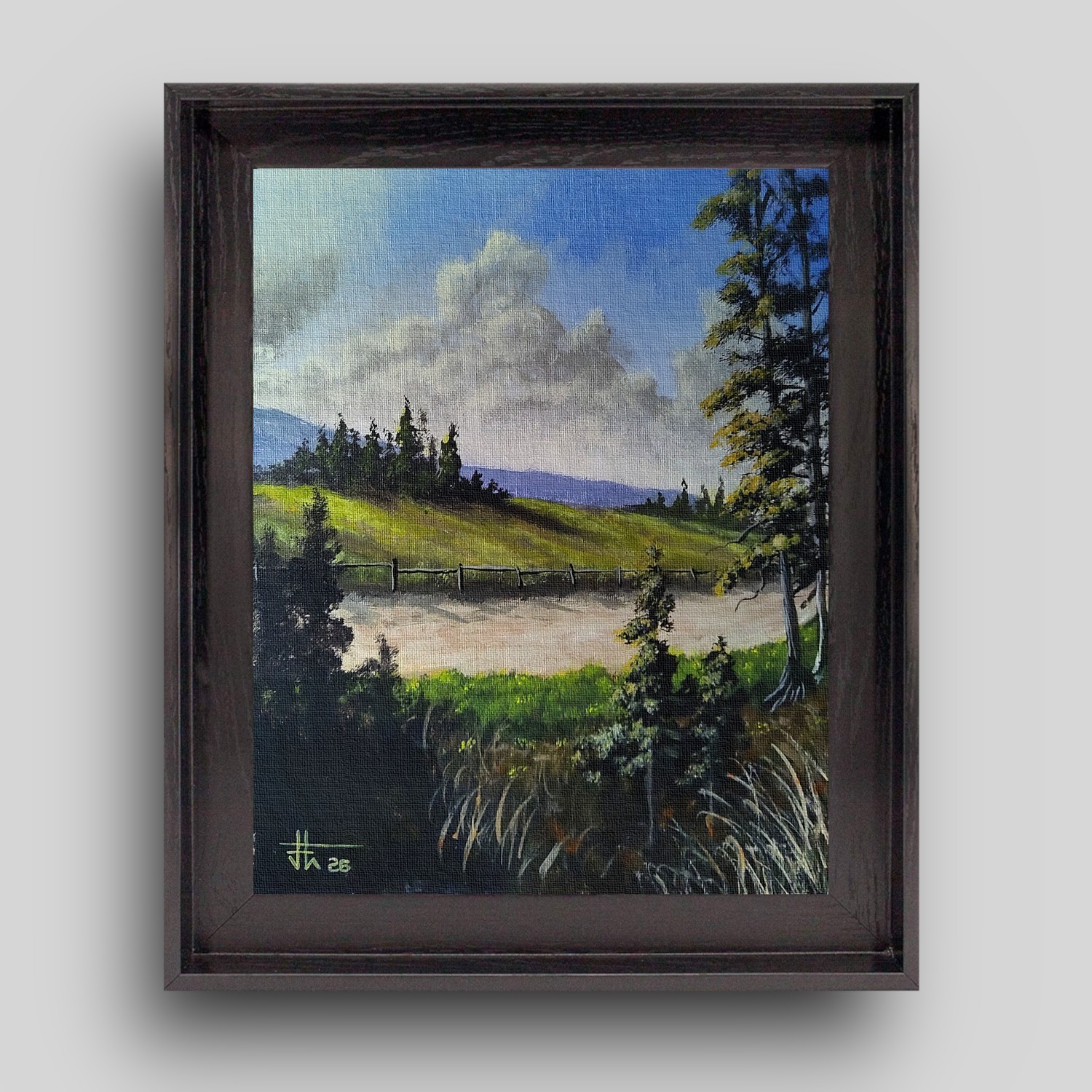 JOHN ART STUDIO Mountain Foothills 14×11 Original Expressionism Art 0029