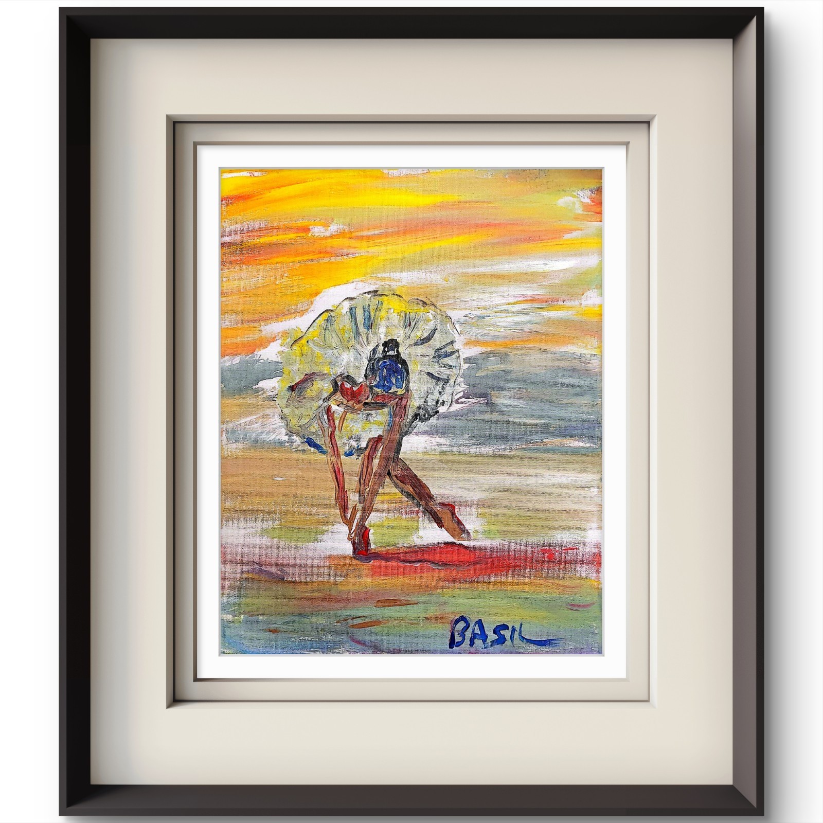 Ballerina Beach Party Abstract Expressionist Original Painting Canvas 11×14