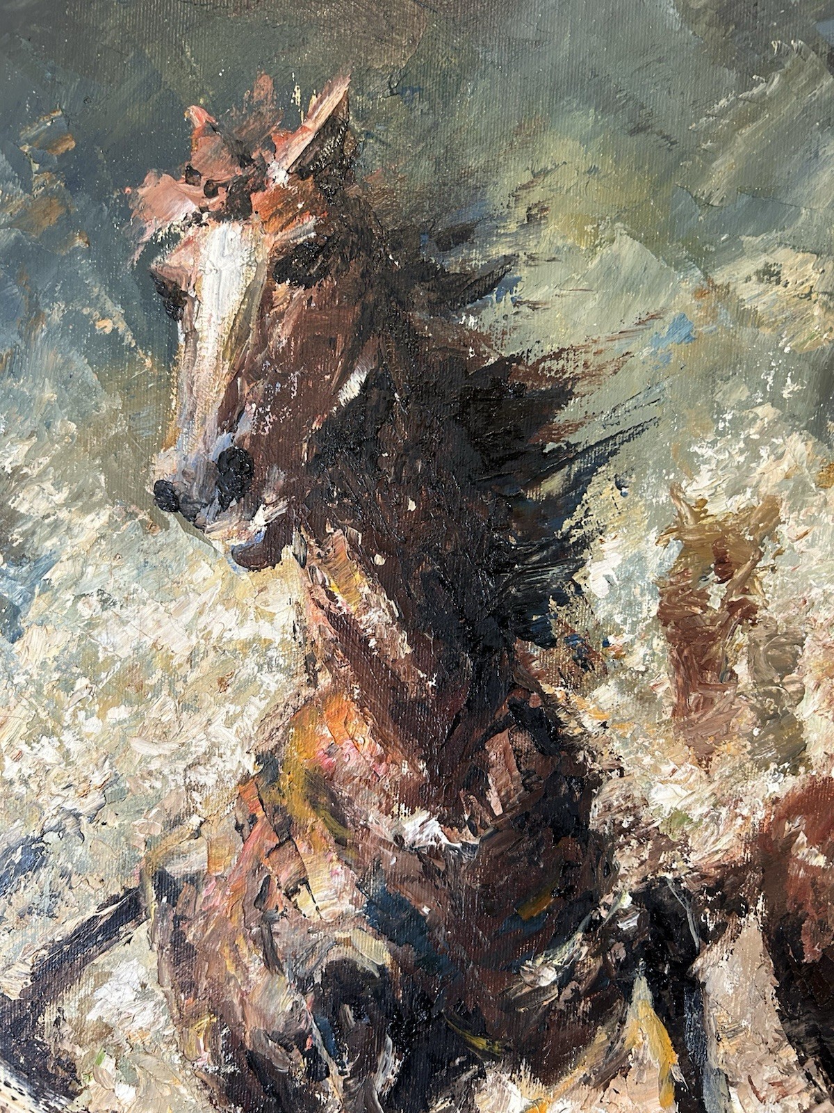 Americo Makk Original Large Oil Painting “Wild Horses” Signed The Laky Galleries