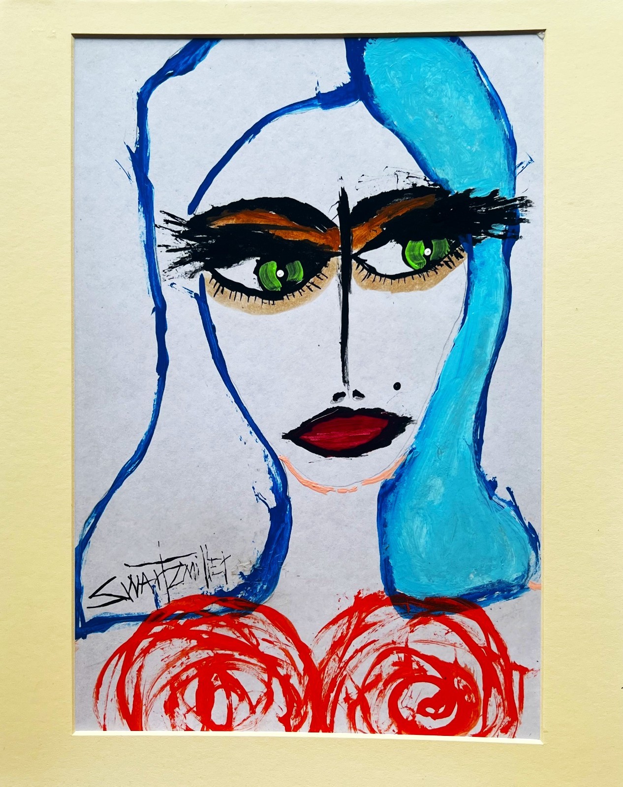 OOAK colorful POP ART SISTERS Framed Painting 11 x 14 ORIGINAL SWARTZMILLER DNA