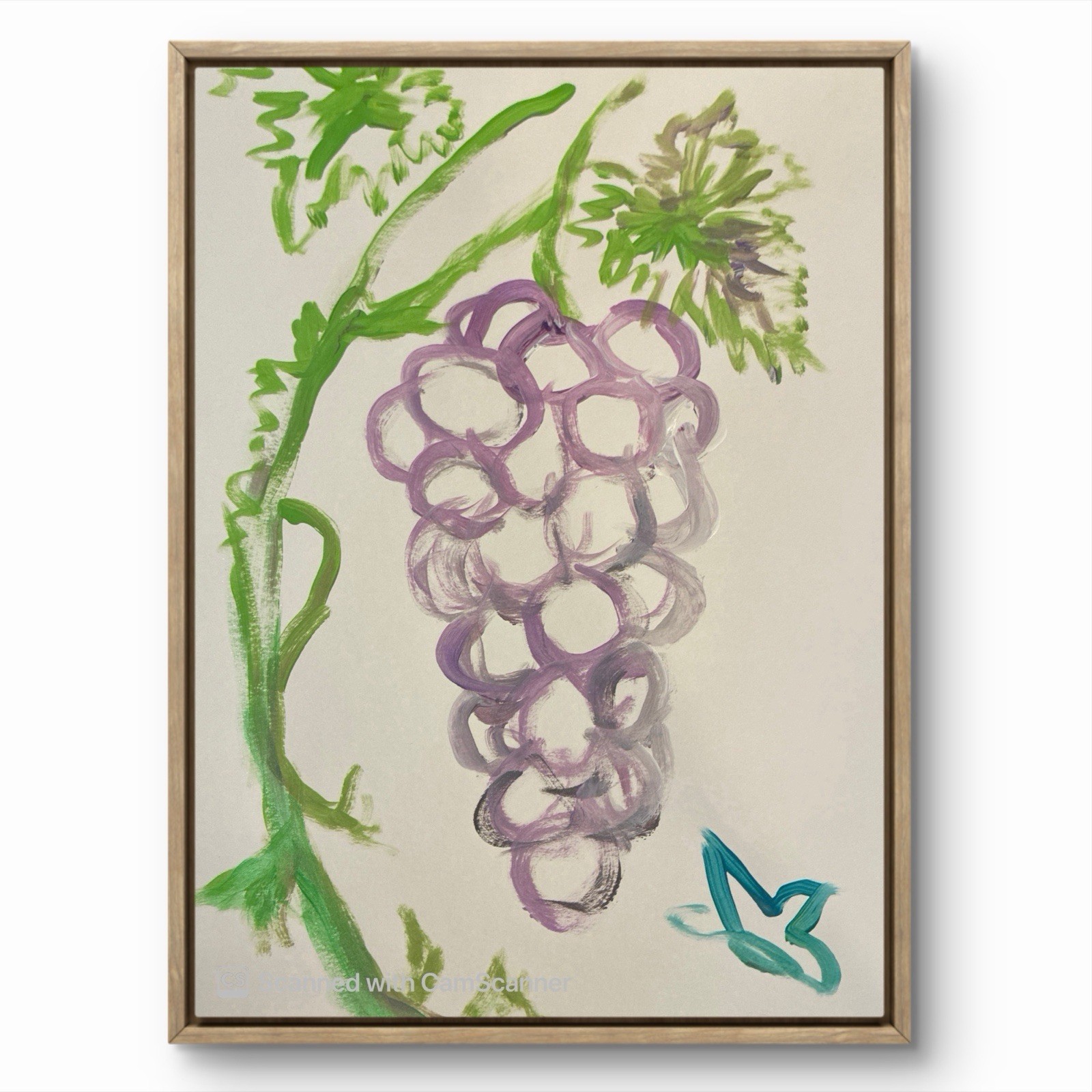 BLESSED#1391 Wine Bottle Grape Glass 14×11 Original Paper Art Modern Abstract