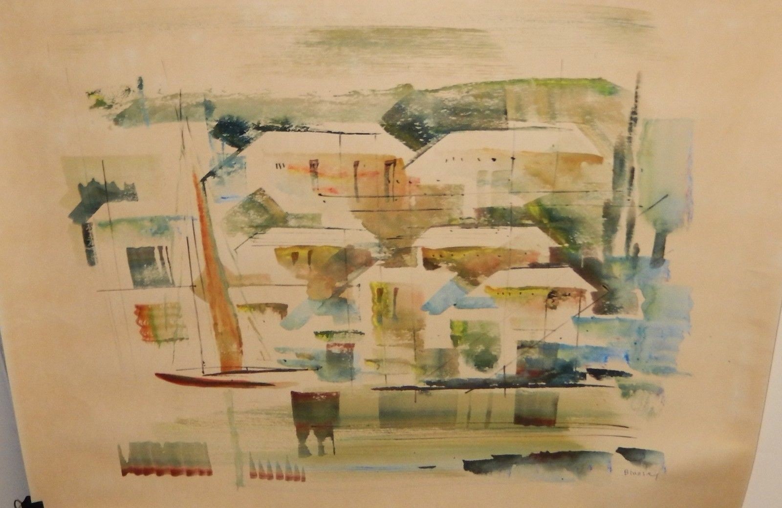 ALFRED BIRDSEY ORIGINAL WATERCOLOR BERMUDA TOWN PAINTING