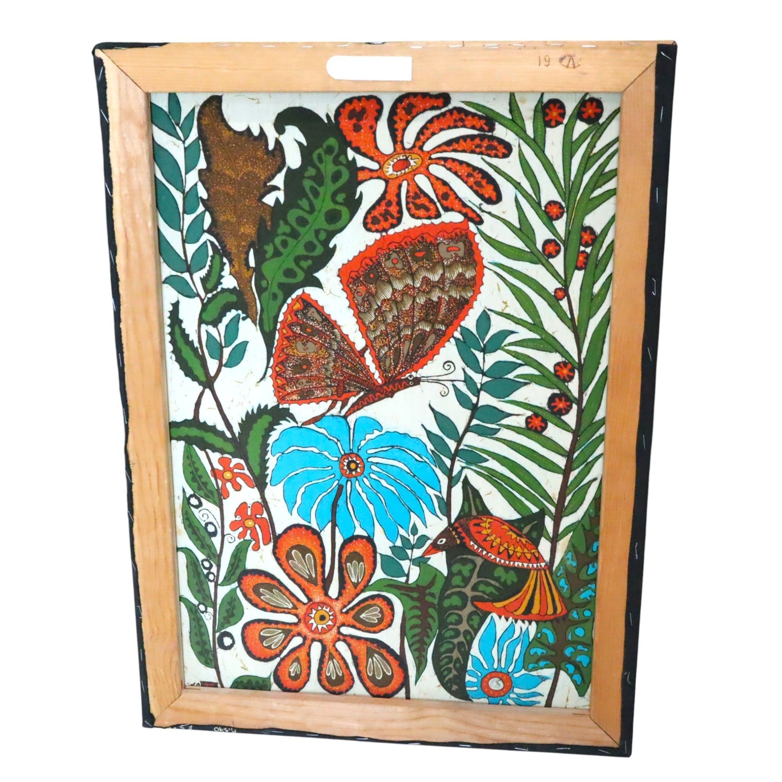 Vipula Dharmawardena Batik Textile Folk Art Floral Butterfly Bird Sri Lanka Silk