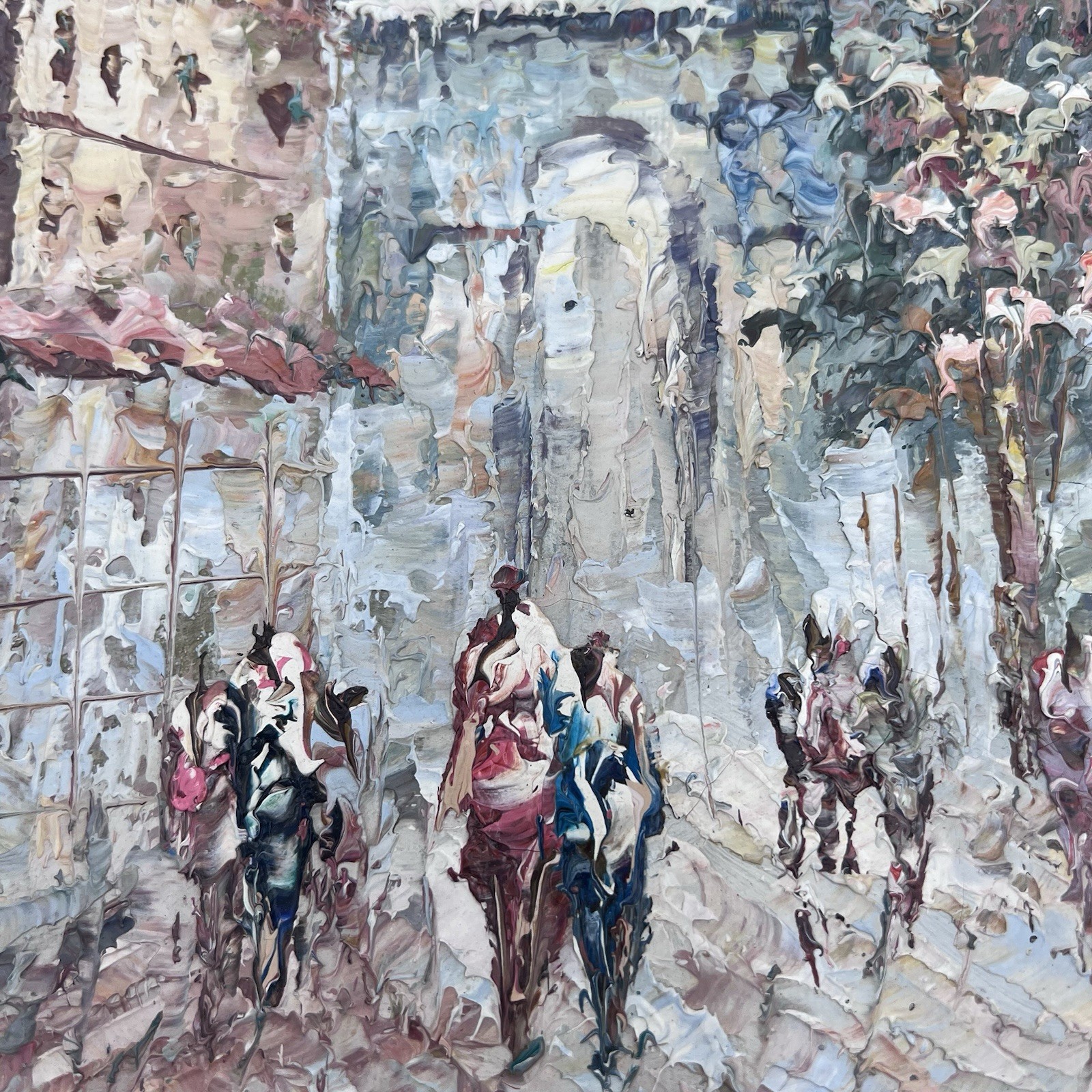 ORIGINAL 70s MARIE CHARLOT Framed Impasto Oil Painting Paris Street Scene Signed